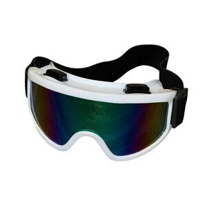 Women's White & Black Rainbow Reflective Ski Goggles